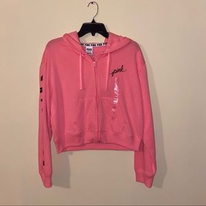 NWOT Pink Victoria’s Secret Cropped Zip Up